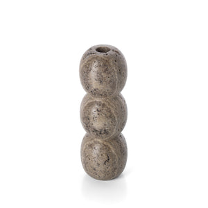 Kerzenhalter – Travertin Material, Graue Farbe, Totem Design, L | Bazar Bizar Antwerp