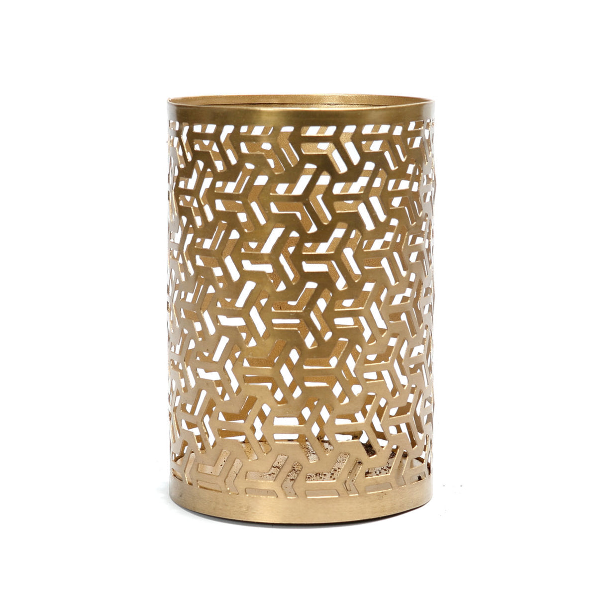 Kerzenhalter – Messingmaterial, Zickzack Design, Goldene Farbe – Hollow Zigzag | Bazar Bizar Antwerp