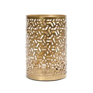 Kerzenhalter – Messingmaterial, Zickzack Design, Goldene Farbe – Hollow Zigzag | Bazar Bizar Antwerp