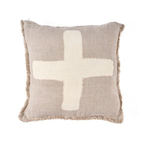 Kissenbezug – Leinen Material, Boho Stil, Natur Weiß Ton -  Cross | Bazar Bizar Antwerp