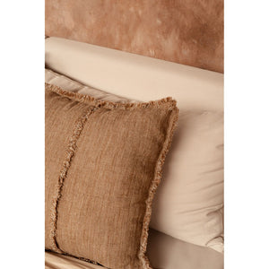 Kissenbezug – Leinen Material, Boho Stil, Natur Braun Ton - Sahara Fringe | Bazar Bizar Antwerp