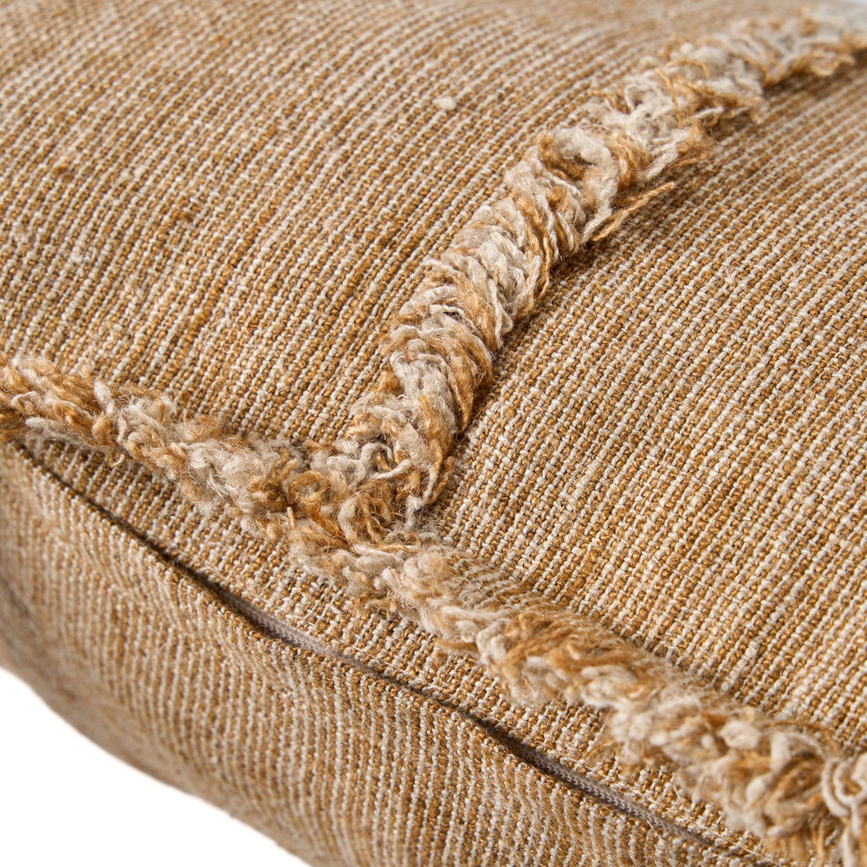 Kissenbezug – Leinen Material, Boho Stil, Natur Braun Ton - Sahara Fringe | Bazar Bizar Antwerp