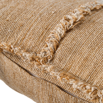 Kissenbezug – Leinen Material, Boho Stil, Natur Braun Ton - Sahara Fringe | Bazar Bizar Antwerp