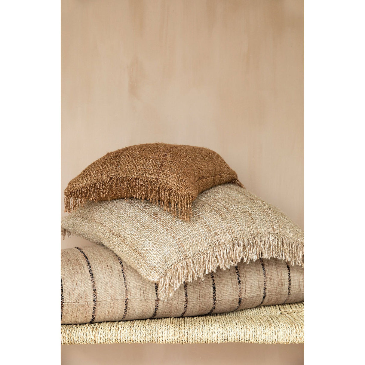 Kissenbezug – Baumwolle Material, Boho Stil, Brauner Ton, 40x40 cm - Oh My Gee | Bazar Bizar Antwerp