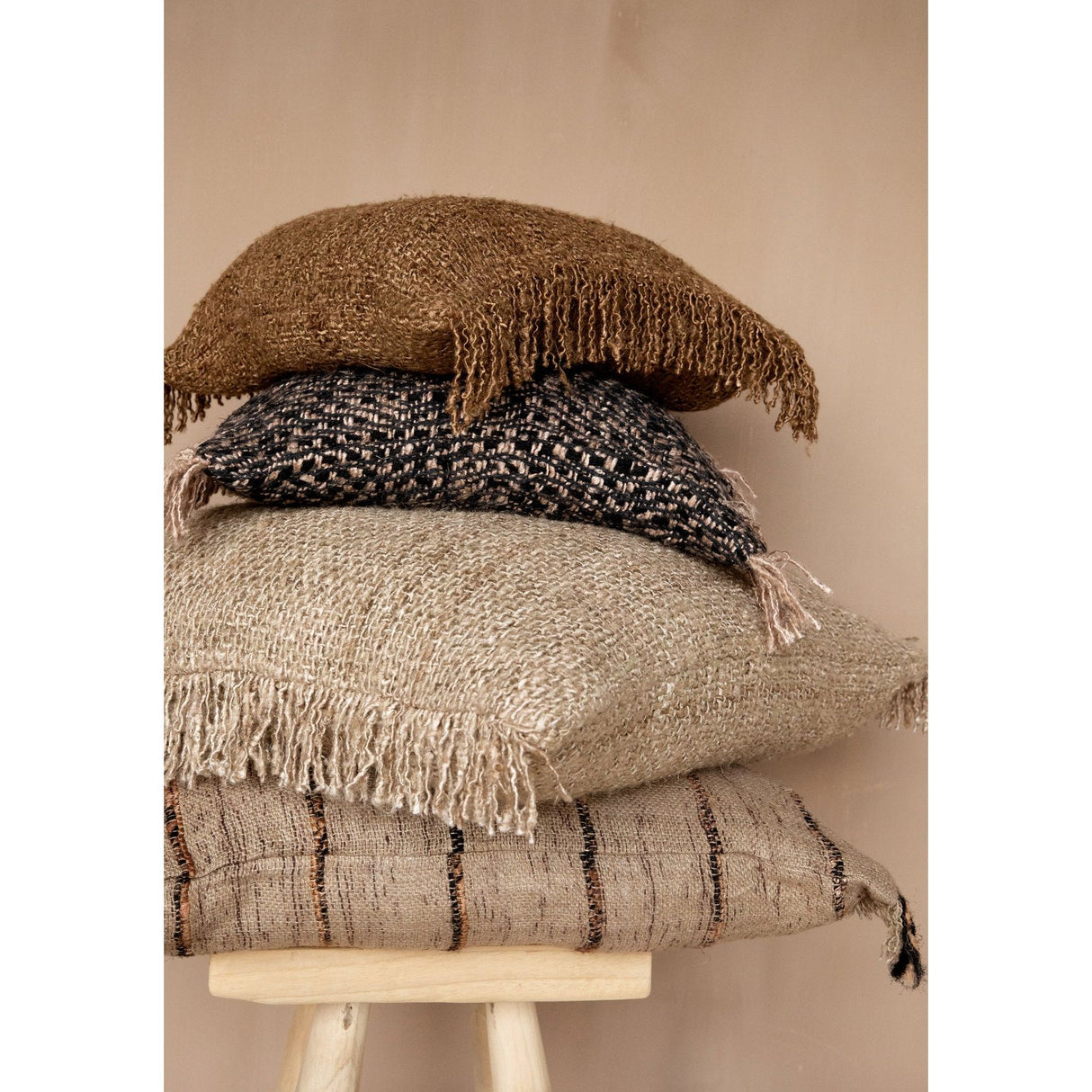Kissenbezug – Baumwolle Material, Boho Stil, Brauner Ton, 40x40 cm - Oh My Gee | Bazar Bizar Antwerp