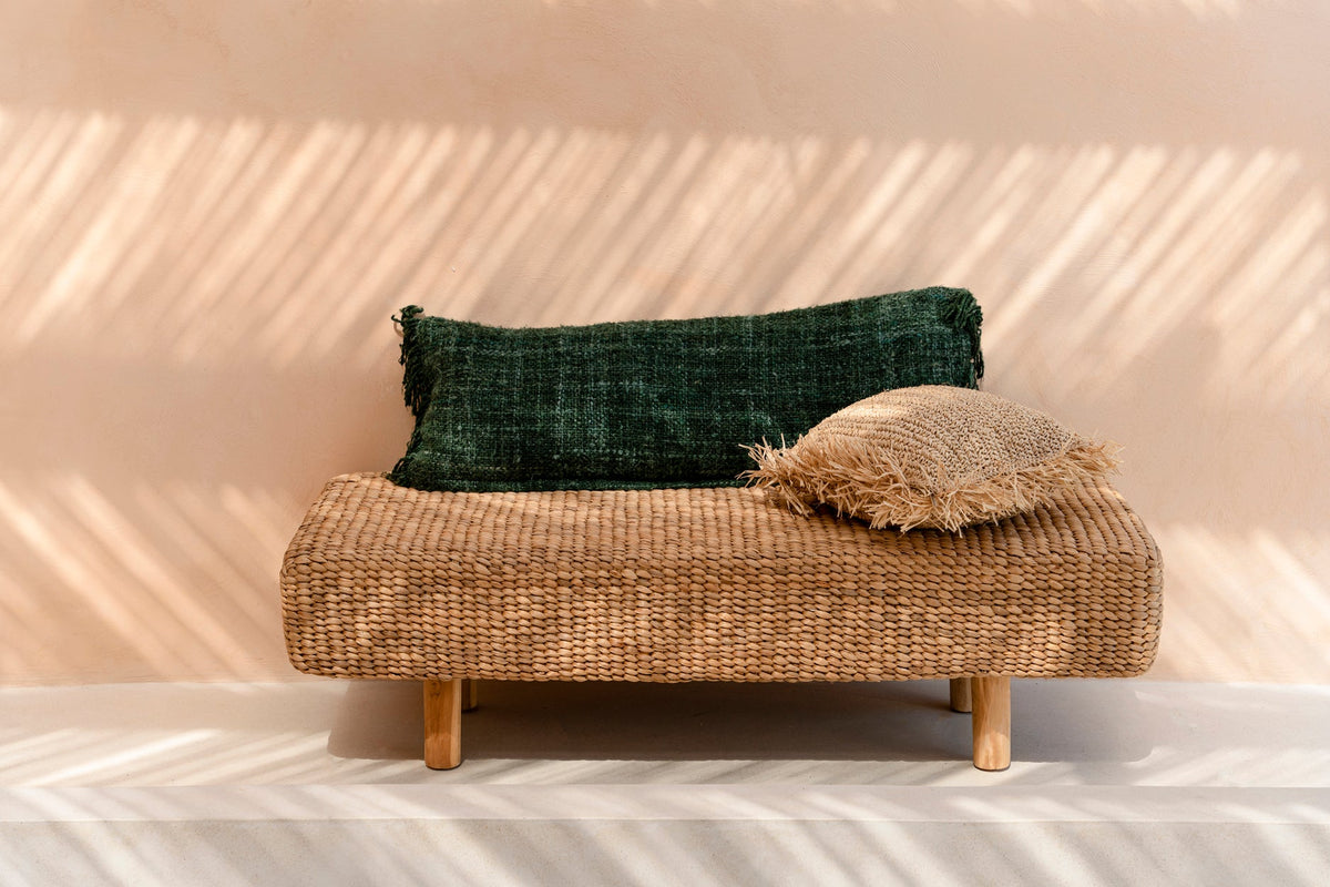 Kissenbezug – Baumwollstoff, Boho Stil, Grüner Ton, 35x100 cm - Oh My Gee | Bazar Bizar Antwerp