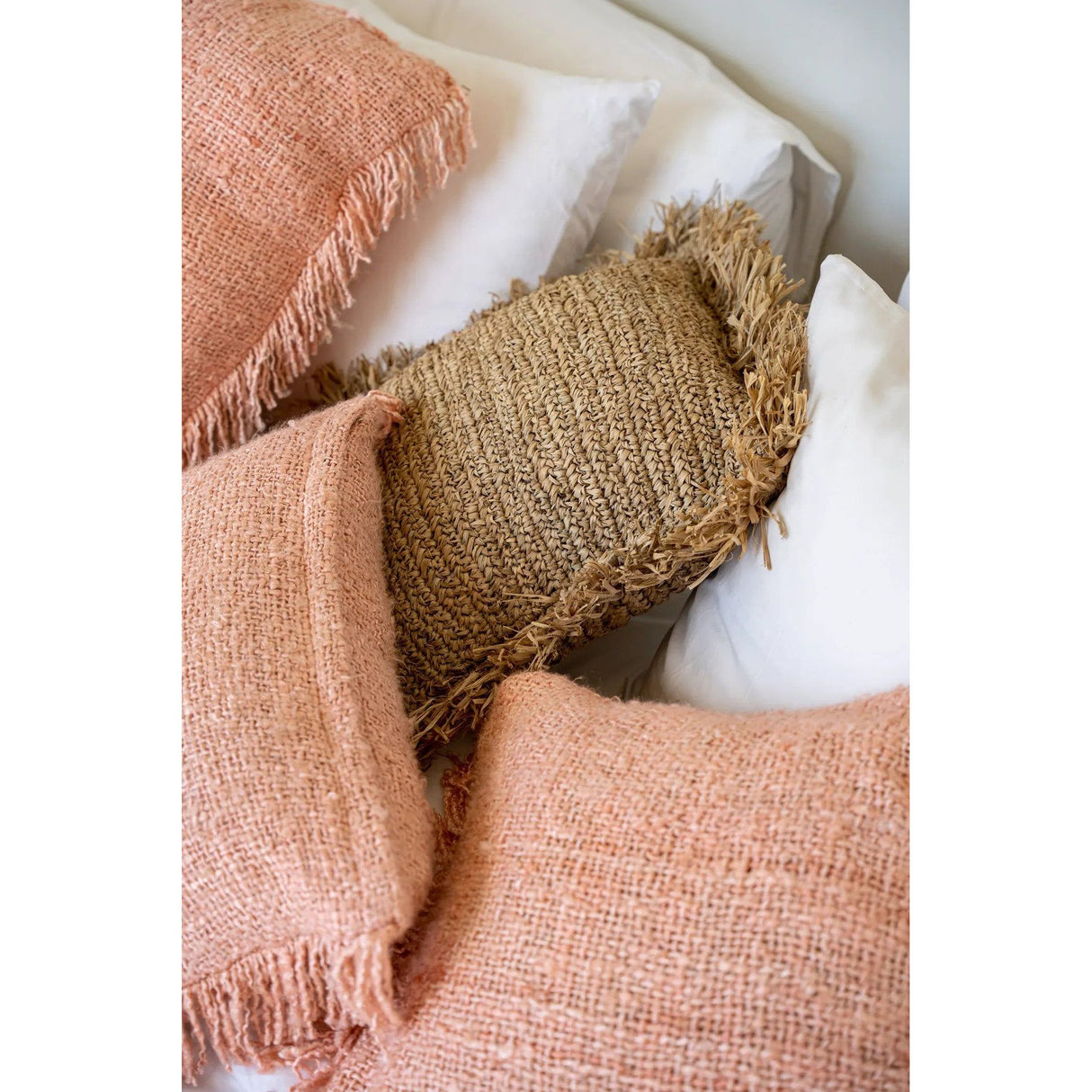 Kissenbezug – Baumwolle Material, Boho Stil, Rosa Ton, 40x40 cm - Oh My Gee | Bazar Bizar Antwerp