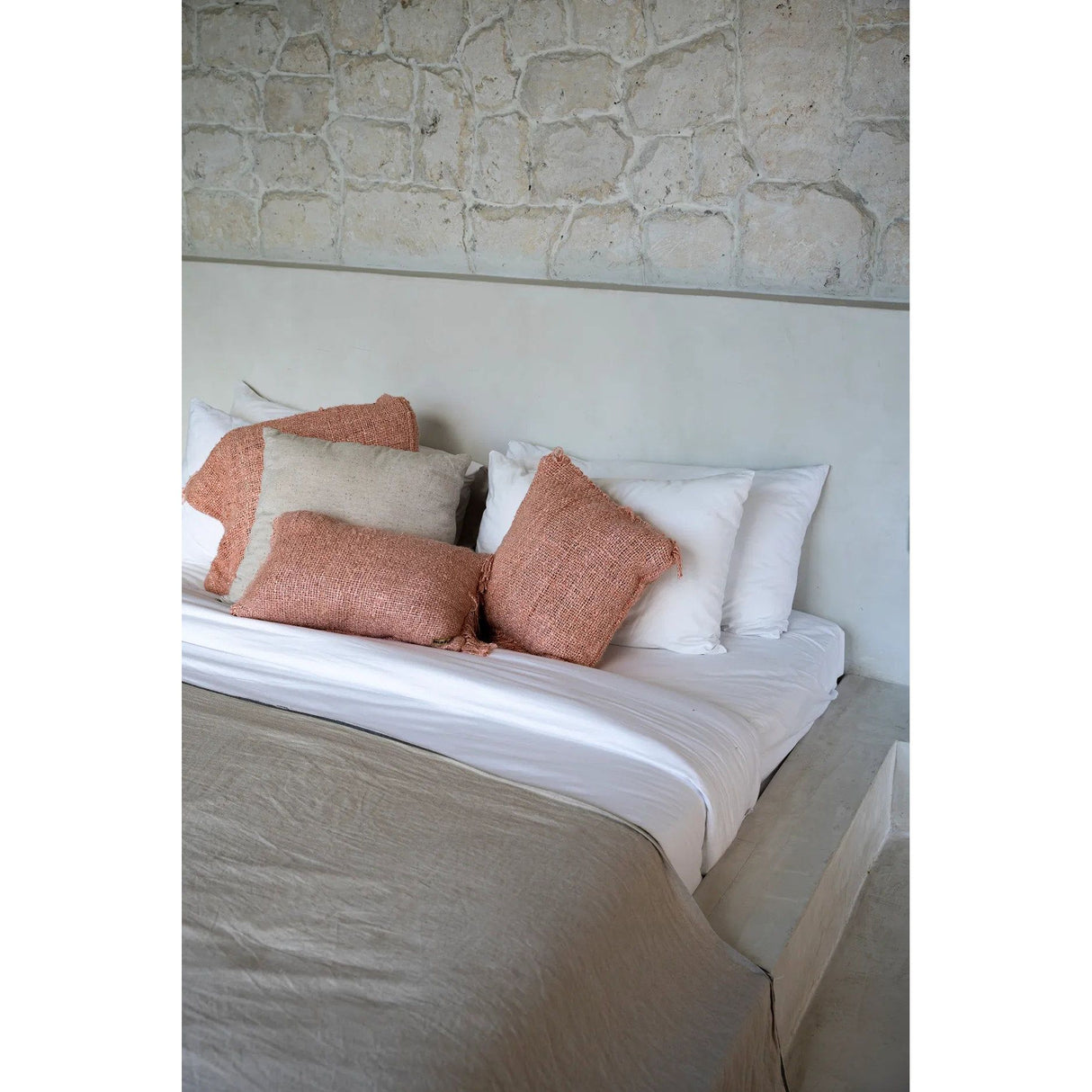 Kissenbezug – Baumwolle Material, Boho Stil, Rosa Ton, 40x40 cm - Oh My Gee | Bazar Bizar Antwerp