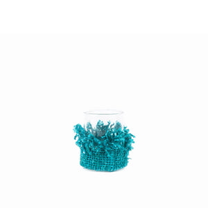 Kerzenhalter – Baumwollmaterial, Gestricktes Design, Dekorativer Glasbehälter, M – Oh My Gee | Bazar Bizar Antwerp