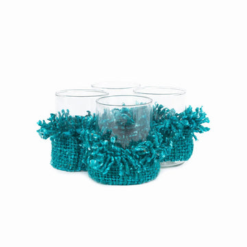 Kerzenhalter – Baumwollmaterial, Gestricktes Design, Dekorativer Glasbehälter, M – Oh My Gee | Bazar Bizar Antwerp