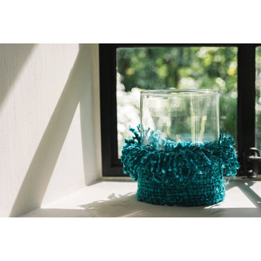 Candle Holder - Cotton cover, Glass insert, Handmade, XL - Oh My Gee | Bazar Bizar Antwerp