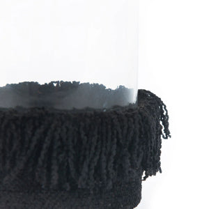 Kerzenhalter – Samtmaterial, Dekorativer Glasbehälter, Schwarze Farbe, S – Oh My Gee | Bazar Bizar Antwerp