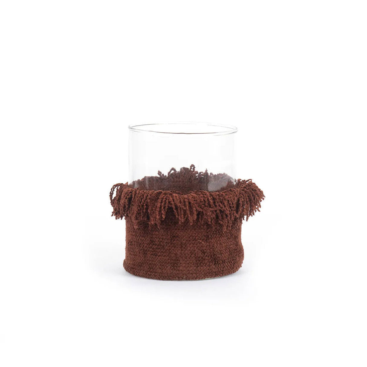 Kerzenhalter – Samt Material, Bordeaux Farbe, Glas Einsatz, L - Oh My Gee | Bazar Bizar Antwerp