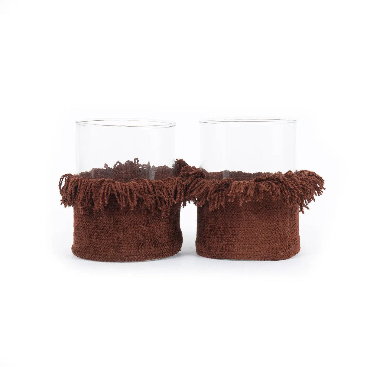 Kerzenhalter – Samt Material, Bordeaux Farbe, Glas Einsatz, L - Oh My Gee | Bazar Bizar Antwerp