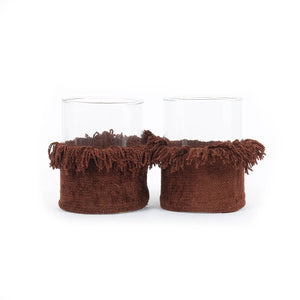 Kerzenhalter – Samt Material, Bordeaux Farbe, Glas Einsatz, L - Oh My Gee | Bazar Bizar Antwerp