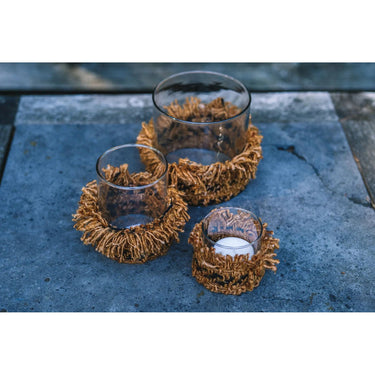 Candle Holder - Cotton Cover, Glass Insert, Handmade, S - Oh My Gee | Bazar Bizar Antwerp