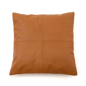 Kissenbezug – Leder Material, Vier Panel Design, Kamel Ton, 40x40 | Bazar Bizar Antwerp