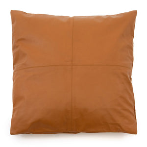 Kissenbezug – Leder Material, Vier Panel Design, Kamel Ton, 60x60 cm | Bazar Bizar Antwerp