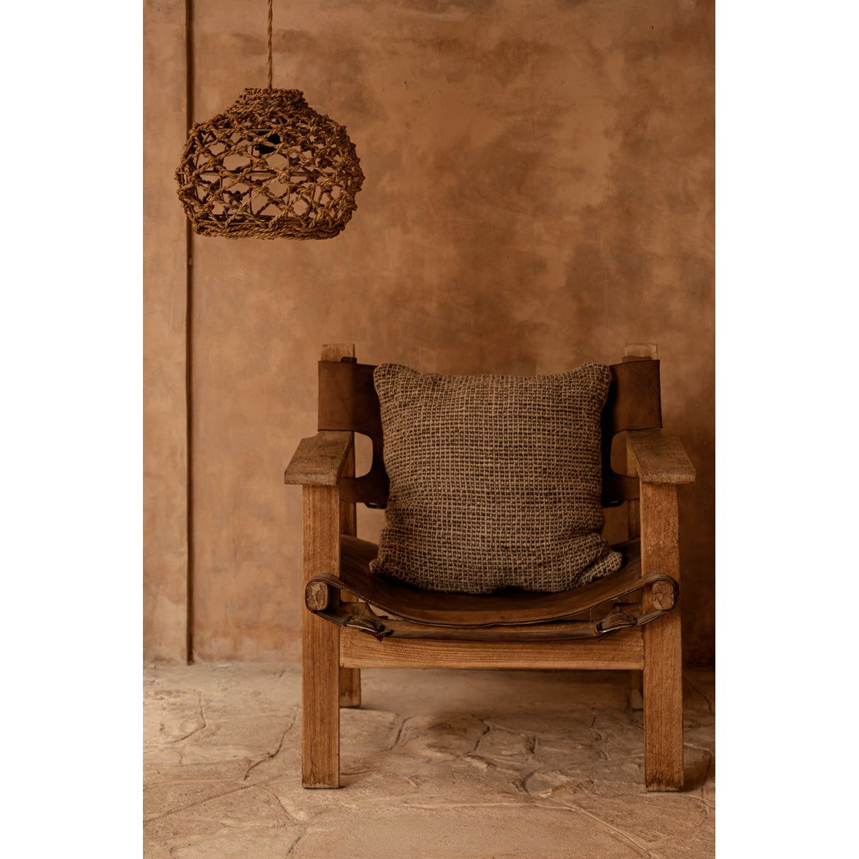 Kissenbezug – Leinen Material, Boho Stil, Natur Schwarz Ton - Grain | Bazar Bizar Antwerp