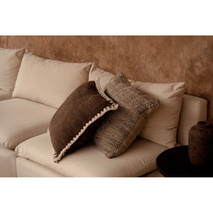 Kissenbezug – Leinen Material, Boho Stil, Natur Schwarz Ton - Grain | Bazar Bizar Antwerp
