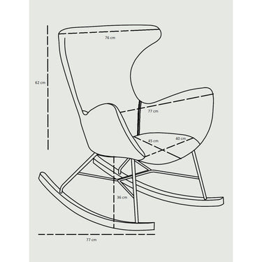 Rocking Chair - Gently Curved Design, Durable Polyester Cover, Ash Wood & Black Metal Frame - Gaia | Njordec