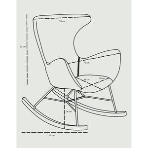 Schaukelstuhl – Sanft Geschwungenes Design, Strapazierfähiger Polyesterbezug, Eschenholz & Schwarzes Metallgestell – Gaia | Njordec
