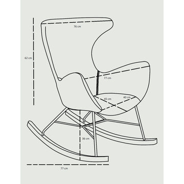 Rocking Chair - Gently Curved Design, Durable Polyester Cover, Ash Wood & Black Metal Frame - Gaia | Njordec