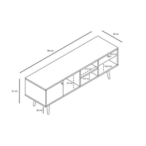 TV-Möbel – Matt Schwarzes Eichenfurnier, Minimalistisches Schrankdesign, Metallbeine mit Messingdetails – Dawn | Njordec