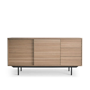 Sideboard – Natural Ash Veneer, Sliding Doors, Drawer Storage – Sense | Njordec