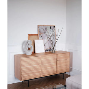 Sideboard – Natural Ash Veneer, Sliding Doors, Drawer Storage – Sense | Njordec