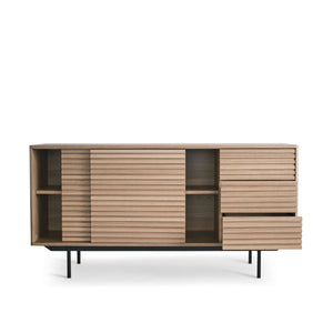 Sideboard – Natural Ash Veneer, Sliding Doors, Drawer Storage – Sense | Njordec