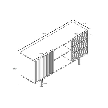 Sideboard – Natürliches Eschefurnier, Schiebetüren, Schubladenstauraum – Sense | Njordec