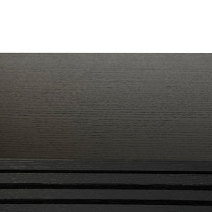 TV-Möbel – Schwarzes Eichenfurnier-Finish, Pulverbeschichtete Metallbeine, Schiebefächer mit Stauraum – Sense | Njordec
