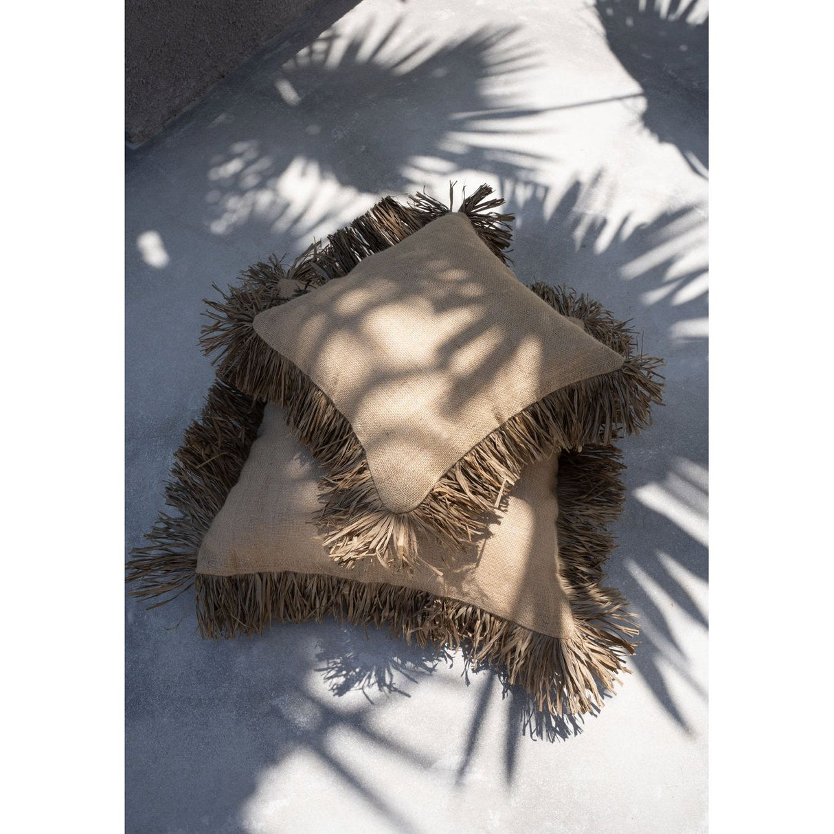 Kissenbezug – Baumwolle Bast, Natur Design, Fransen Detail, 40x40 cm - Bonita | Bazar Bizar Antwerp