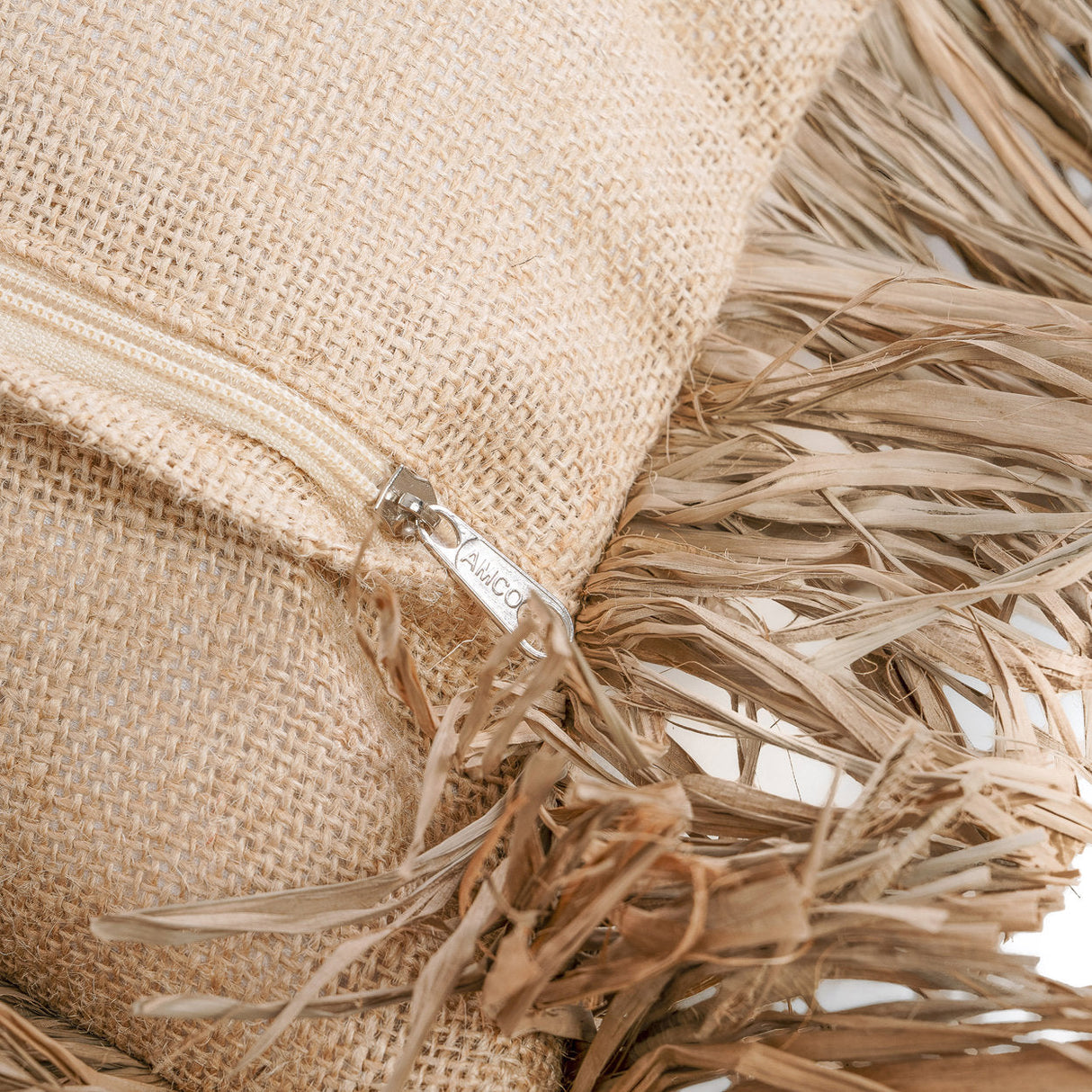 Kissenbezug – Baumwolle Bast, Natur Design, Fransen Detail, 40x40 cm - Bonita | Bazar Bizar Antwerp