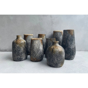 Vase – Terracotta, Rattan Detail, Organic Shape, S – Classy | Bazar Bizar Antwerp