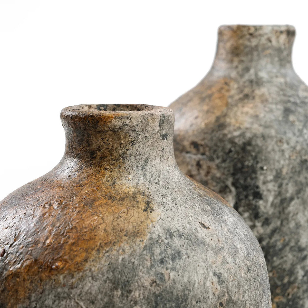 Vase – Terracotta, Rattan Detail, Organic Shape, S – Classy | Bazar Bizar Antwerp