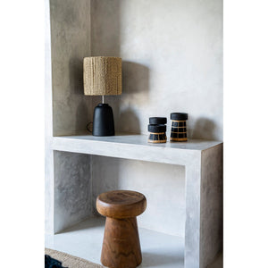 Kerzenhalter – Terrakotta-Rattan Material, Strukturierte Oberfläche, Flechtdesign, L – Serene | Bazar Bizar Antwerp