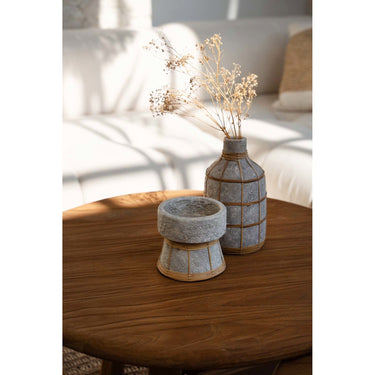 Candle Holder – Terracotta, Rattan Mesh, Textured Surface, S – Serene | Bazar Bizar Antwerp