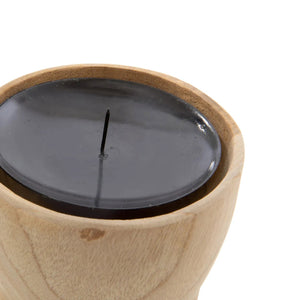 Candle Holder - Teak Wood Design, Metal Accent, Handcrafted Shape, S | Bazar Bizar Antwerp