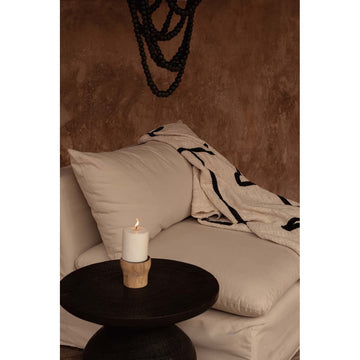 Candle Holder - Teak Wood Design, Metal Accent, Handcrafted Shape, S | Bazar Bizar Antwerp