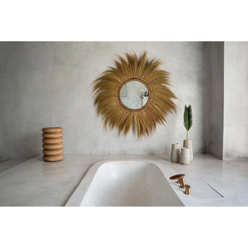 Stool – Suar wood, spiral shape, handcrafted surface – Umiko | Bazar Bizar Antwerp