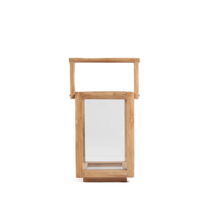 Laterne – Recyceltes Teakholz Material, Rechteckiges Design, Tragegriff Design, S – Nusa Penida | Bazar Bizar Antwerp