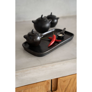 Tapas Plate – Fired Terracotta, Deep Black Finish, Rustic Look | Bazar Bizar Antwerp