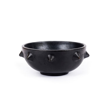 Bowl – Burnt Terracotta, Spiky Design, Black Finish – Burned Ethnic | Bazar Bizar Antwerp