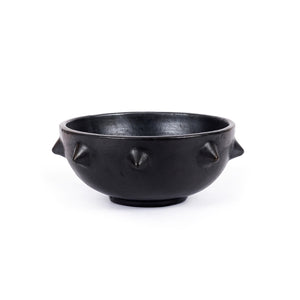 Bowl – Burnt Terracotta, Spiky Design, Black Finish – Burned Ethnic | Bazar Bizar Antwerp