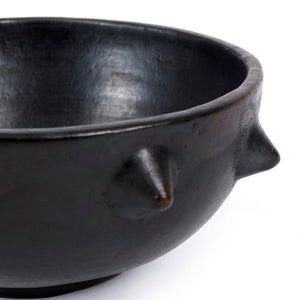 Bowl – Burnt Terracotta, Spiky Design, Black Finish – Burned Ethnic | Bazar Bizar Antwerp