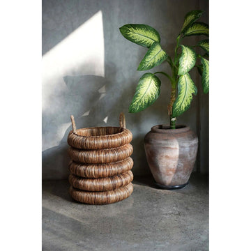 Basket – Water Hyacinth, Braided Design, Practical Handles – Chunky | Bazar Bizar Antwerp
