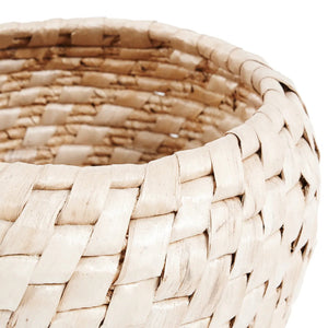 Korb – Bananenblatt, Diagonalmuster, Runde Form - Chidi | Bazar Bizar Antwerp