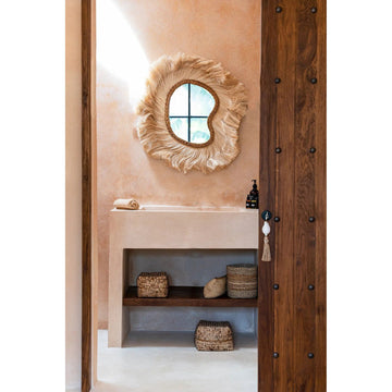 Wall Mirror – Handwoven Abaca, Arched Frame, Coastal Elegance, L – La Principessa | Bazar Bizar Antwerp